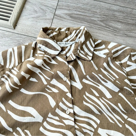 Vintage Rino Rossi Brown Zebra Print Blouse - Picture 9 of 15